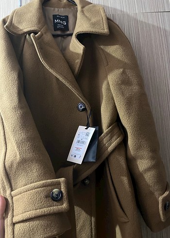 MANGO Kemerli Yün Palto - Görsel 11