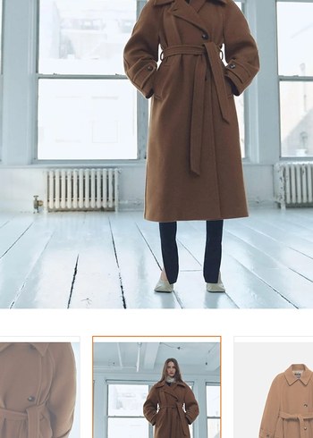 MANGO Kemerli Yün Palto - Görsel 2