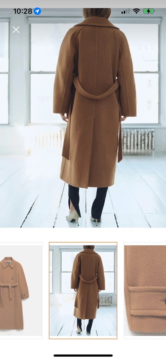 MANGO Kemerli Yün Palto - Görsel 4