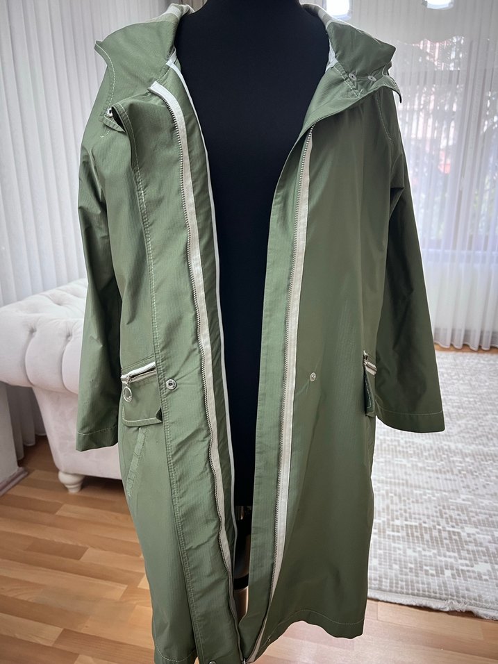 Katta Kadın Haki Uzun Fermuarlı kap - Görsel 4