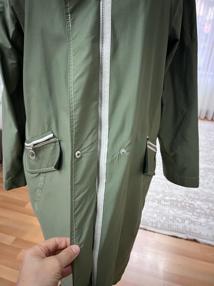 Katta Kadın Haki Uzun Fermuarlı kap - Görsel 2