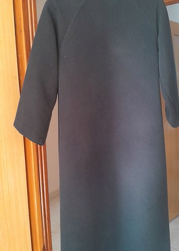 Düğmeli Siyah Kadın Uzun Kaban - Görsel 3