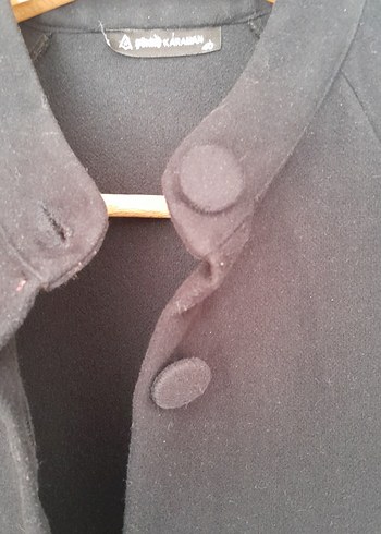 Düğmeli Siyah Kadın Uzun Kaban - Görsel 2