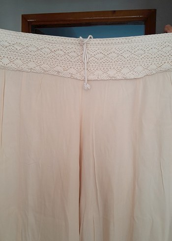 Bej Uzun Keten Bohem Etek - Görsel 2