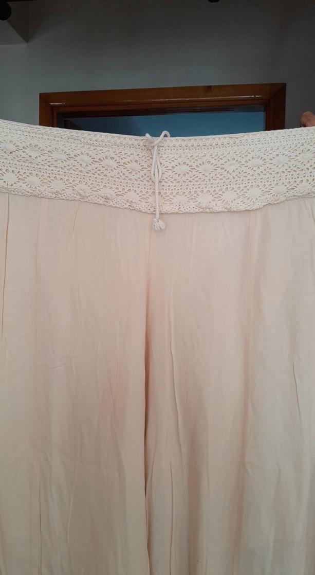 Bej Uzun Keten Bohem Etek - Görsel 2