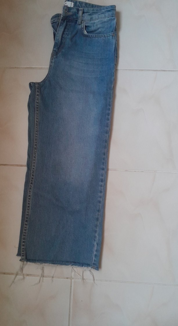 Kadın Siyah Midi Boy Denim Pantolon - Görsel 5