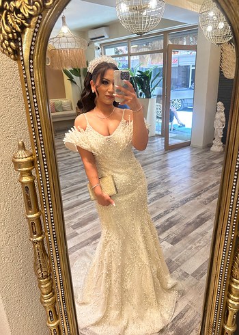 İnci ve taş İşlemeli balık gelinlik - Görsel 3