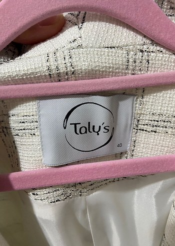 Desenli Beyaz Kuşaklı Blazer - Görsel 3