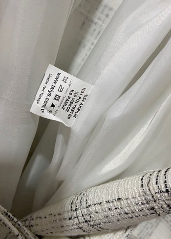 Desenli Beyaz Kuşaklı Blazer - Görsel 5