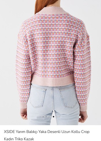 XSIDE Pembe Desenli Yarım Balıkçı Triko Kazak - Görsel 2
