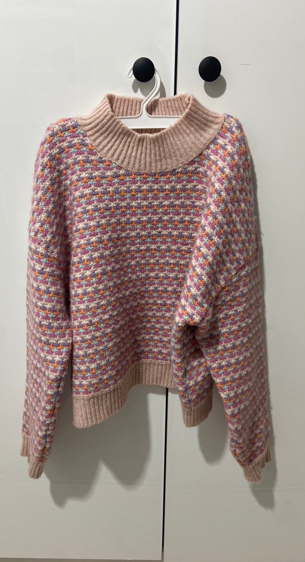 XSIDE Pembe Desenli Yarım Balıkçı Triko Kazak - Görsel 3