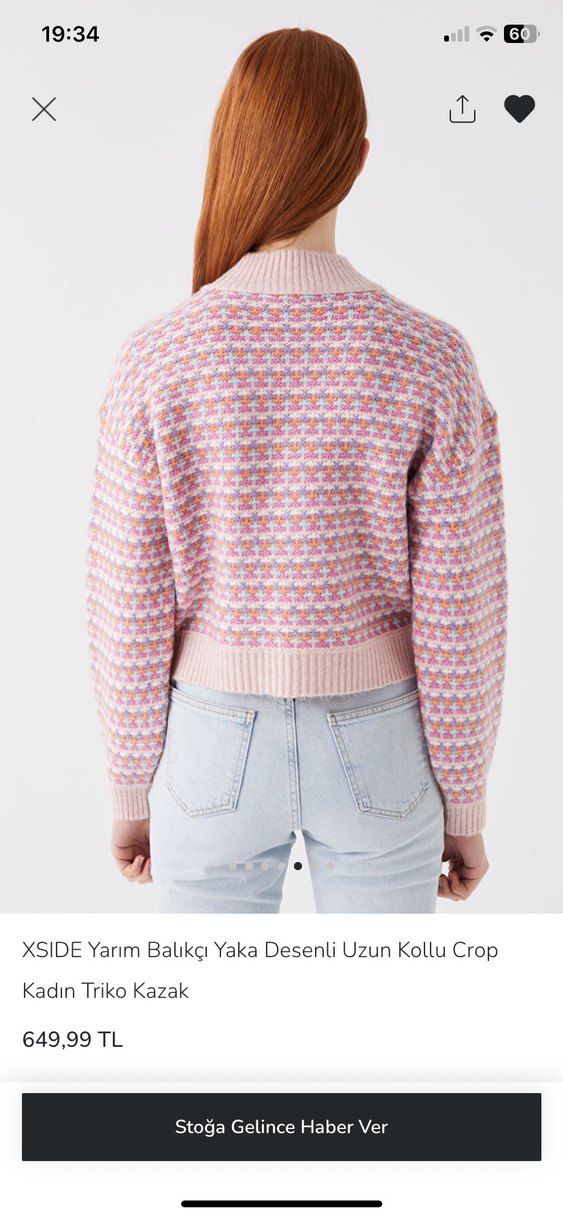 XSIDE Pembe Desenli Yarım Balıkçı Triko Kazak - Görsel 2