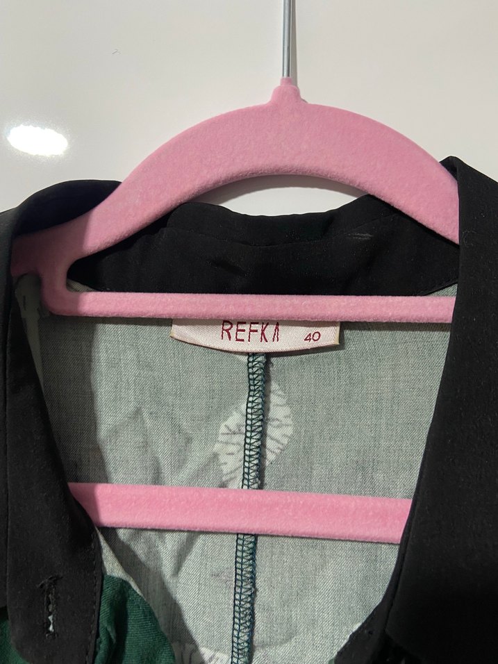 Uzun Kollu Yeşil Baskılı Kadın Elbise - Görsel 3