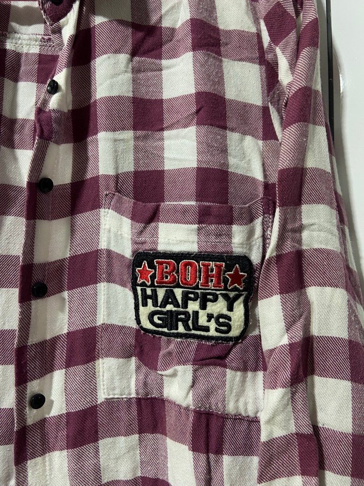 Pembe Ekoseli Kadın Uzun Salaş Gömlek Elbise - Görsel 2