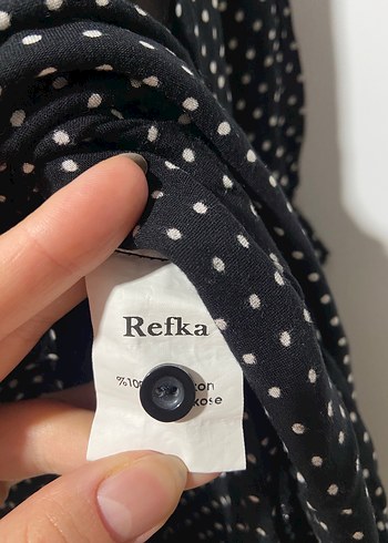 Uzun Kollu Siyah Puantiyeli Salaş Elbise - Görsel 3