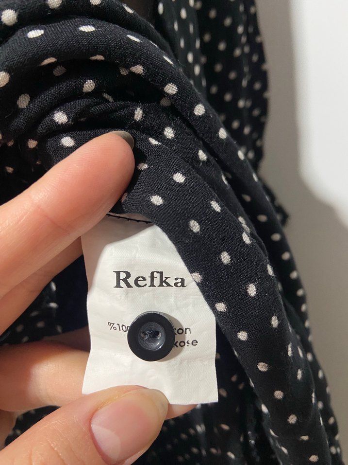 Uzun Kollu Siyah Puantiyeli Salaş Elbise - Görsel 3