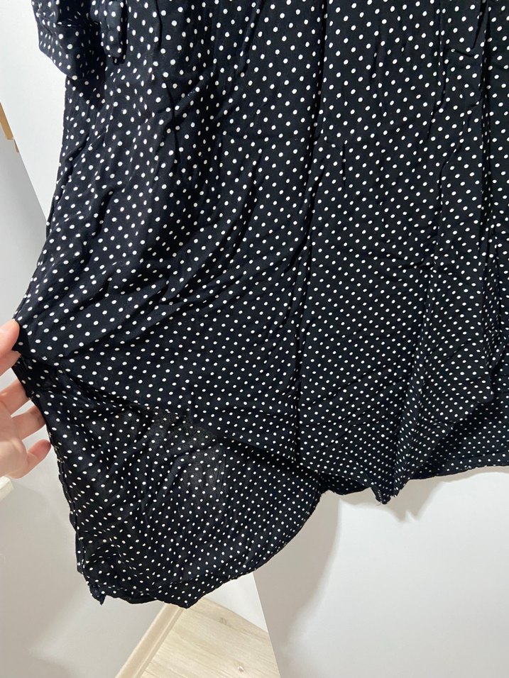 Uzun Kollu Siyah Puantiyeli Salaş Elbise - Görsel 2