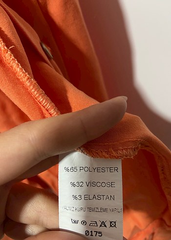 Uzun Turuncu Tencel Kadın Gömlek - Görsel 6