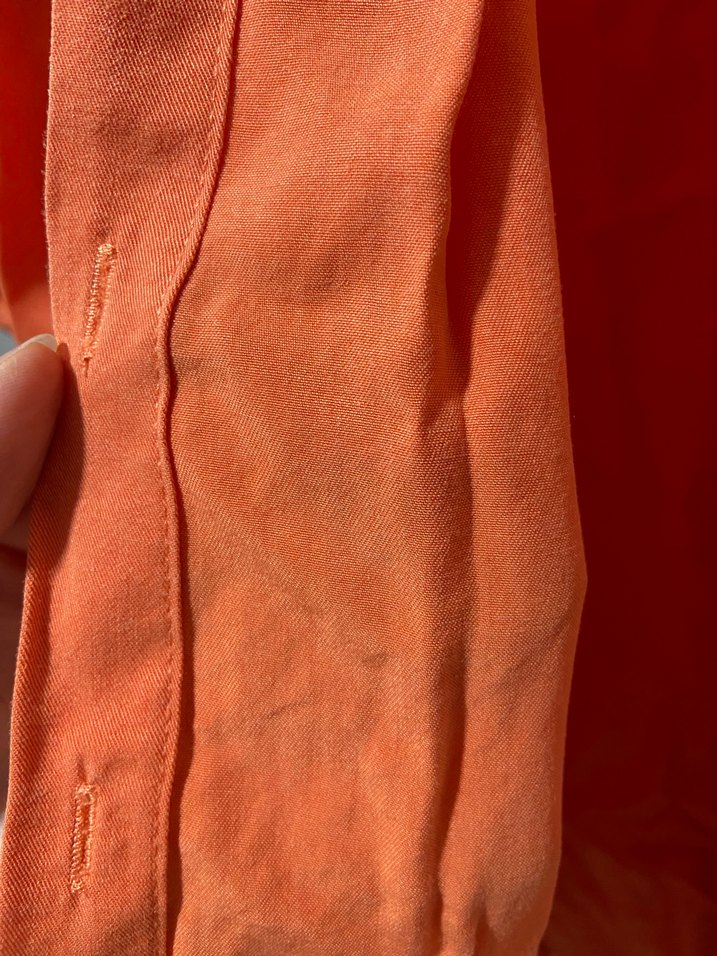 Uzun Turuncu Tencel Kadın Gömlek - Görsel 4