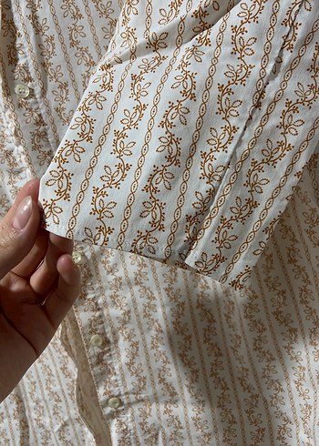 Bej Bohem Uzun Kollu Gömlek - Görsel 3