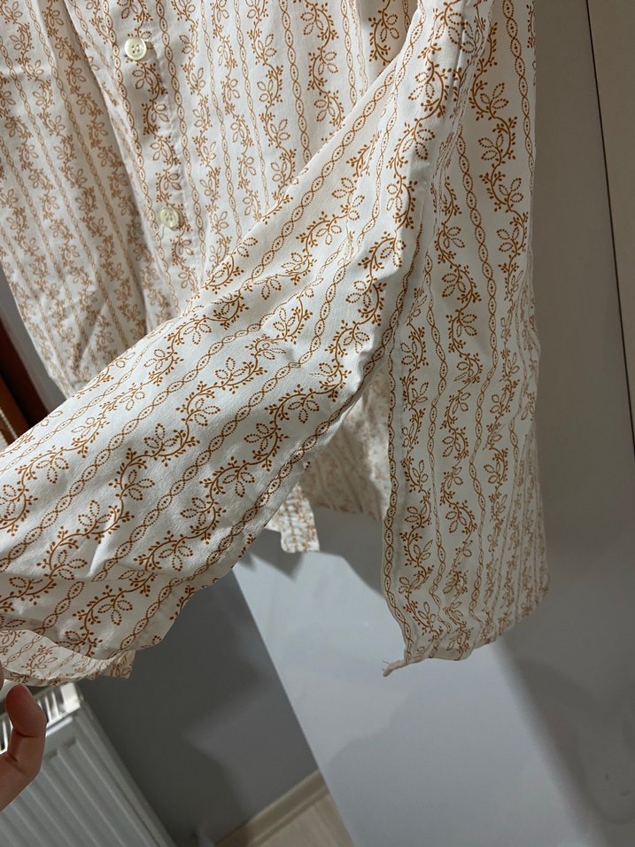 Bej Bohem Uzun Kollu Gömlek - Görsel 4