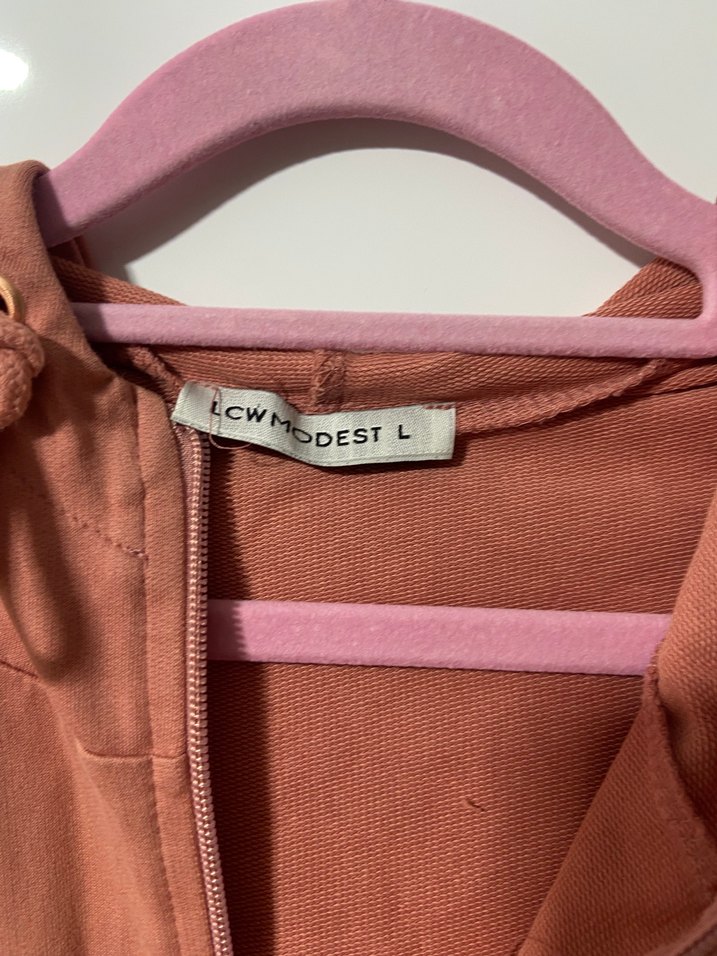 Pembe Kapüşonlu Midi Kadın Ceket - Görsel 4