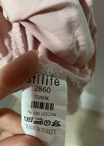Pudra Uzun viskon Kadın Tunik - Görsel 4
