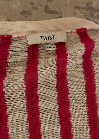 Twist Uzun Kollu Kırmızı Çizgili Bohem Elbise