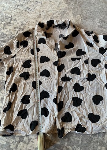 m Beden beyaz Renk Uzun Kollu Puantiyeli Mini Kadın Pijama üst