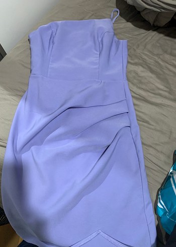 Mavi Asimetrik Mini Abiye Elbise - Görsel 2