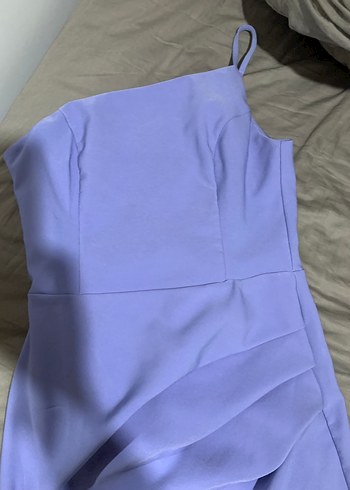 Mavi Asimetrik Mini Abiye Elbise - Görsel 3