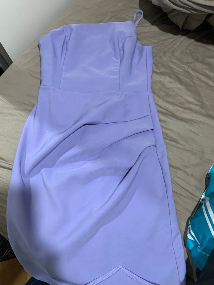 Mavi Asimetrik Mini Abiye Elbise - Görsel 2