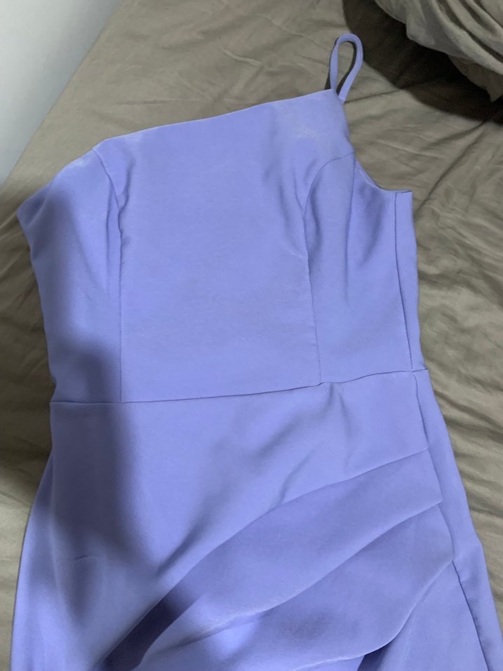 Mavi Asimetrik Mini Abiye Elbise - Görsel 3