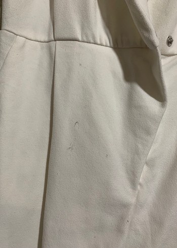 Beyaz Kısa Kollu Midi Tulum - Görsel 3