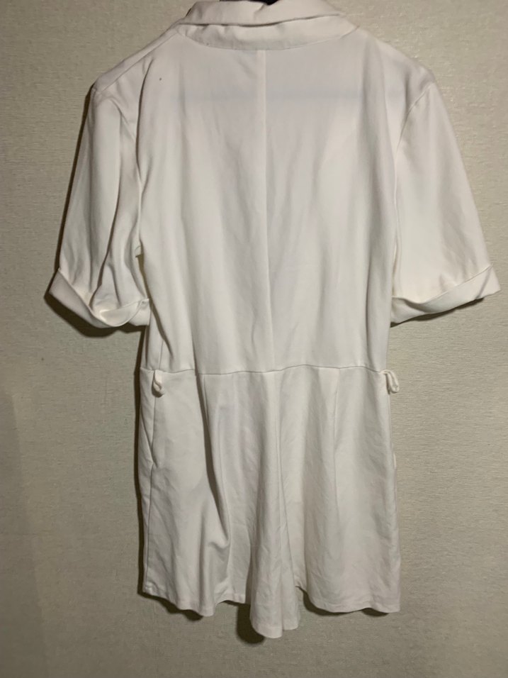 Beyaz Kısa Kollu Midi Tulum - Görsel 4