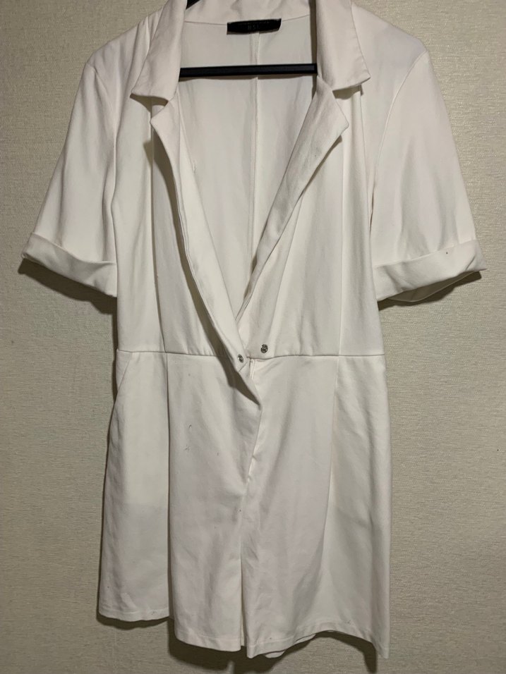 Beyaz Kısa Kollu Midi Tulum - Görsel 2