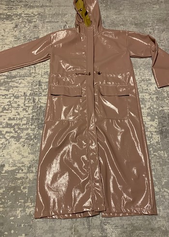 Parlak Bej Kapüşonlu Yağmurluk - Görsel 2