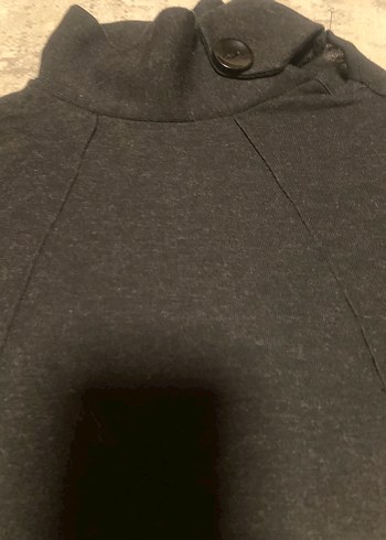 Düğmeli Siyah Uzun Kollu Triko Elbise - Görsel 3