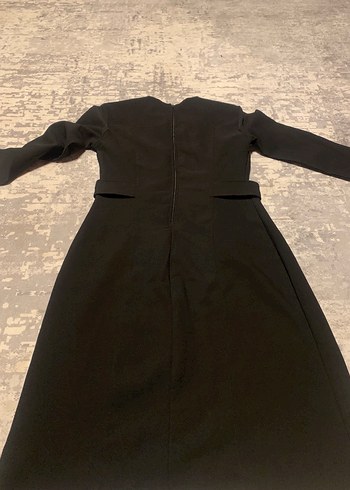 Düğmeli Siyah Uzun Kollu Ofis Elbisesi - Görsel 6