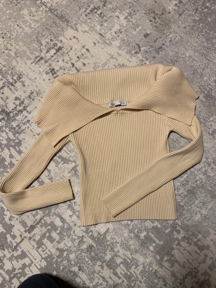 Bej Kadın Triko Mini Kazak - Görsel 2