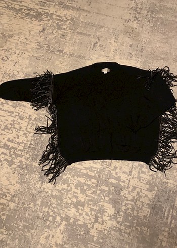 Siyah Örgü Kadın Kazak, Uzun Kollu, Salaş - Görsel 2