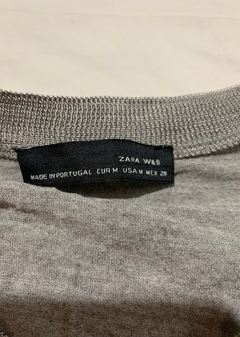 Zara Gri Uzun Kollu Klasik bluz penye