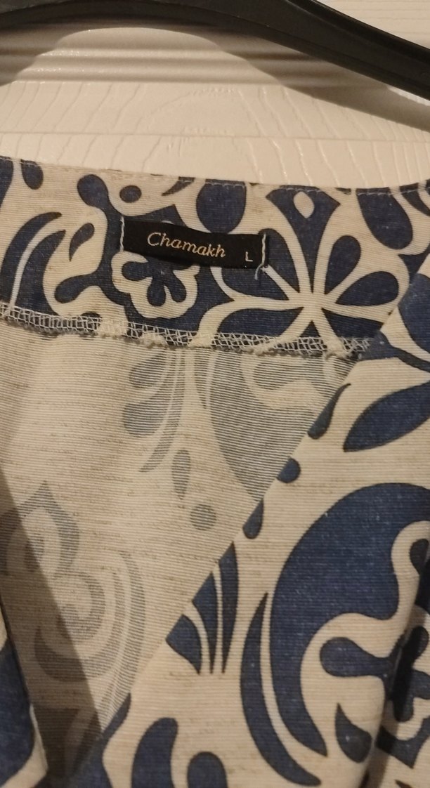 Gri Desenli V Yaka Bohem Midi Elbise - Görsel 2