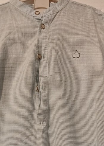 Gri Keten Erkek Çocuk Kısa Kollu Gömlek - Görsel 2