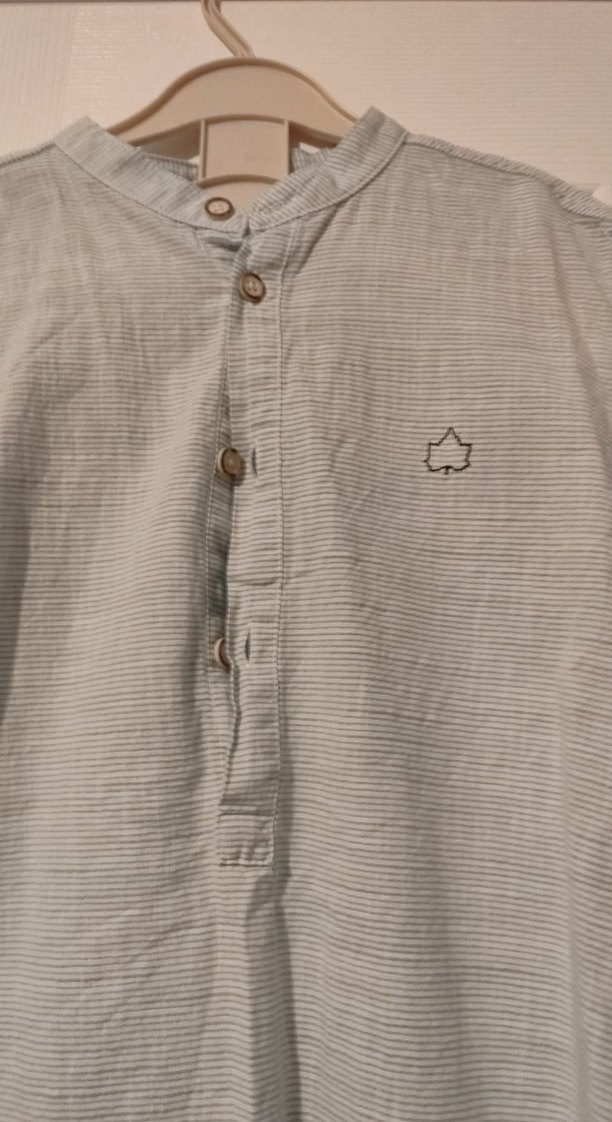 Gri Keten Erkek Çocuk Kısa Kollu Gömlek - Görsel 2