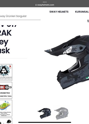 Sway fullface Gri Baskılı Metal Kemerli Motosiklet Kaskı - Görsel 5