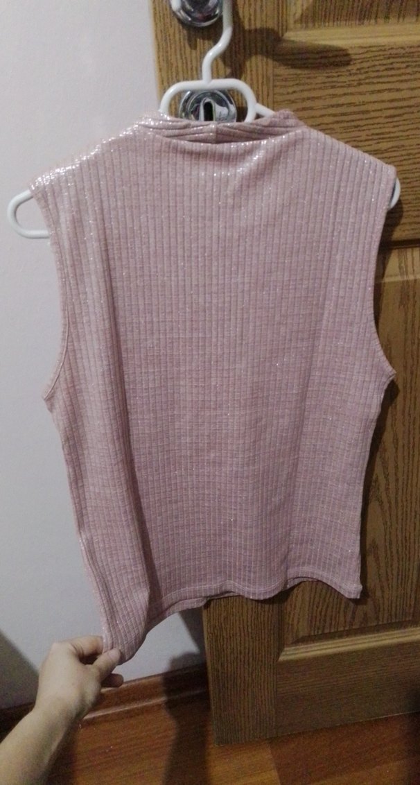 Pembe V Yaka Kadın Triko Süveter - Görsel 4