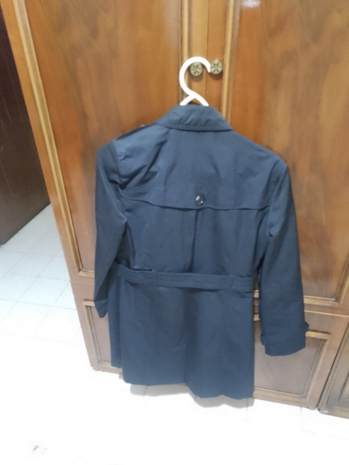 Lacivert Midi Kemerli Kadın Trençkot - Görsel 4