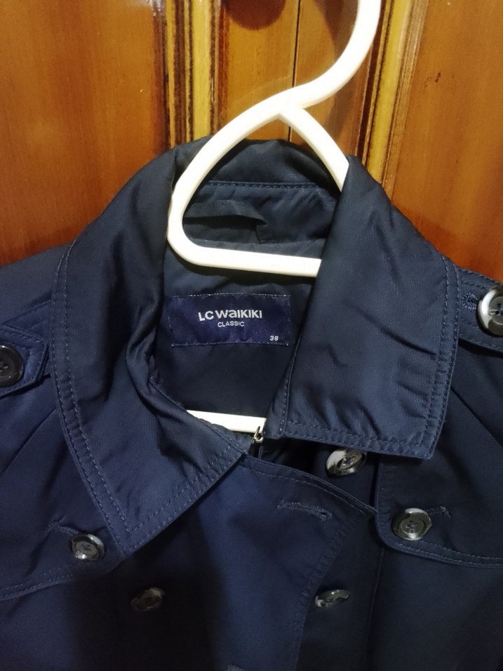 Lacivert Midi Kemerli Kadın Trençkot - Görsel 2