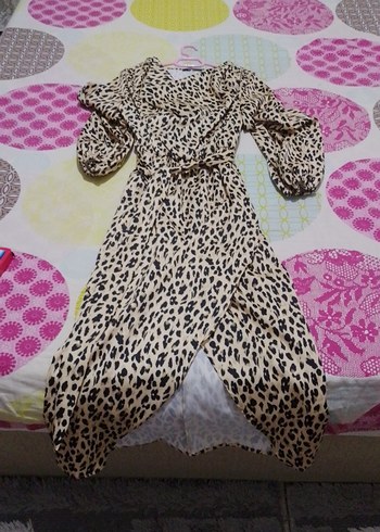 Leopar Desenli Uzun Kollu Kadın Elbise - Görsel 5